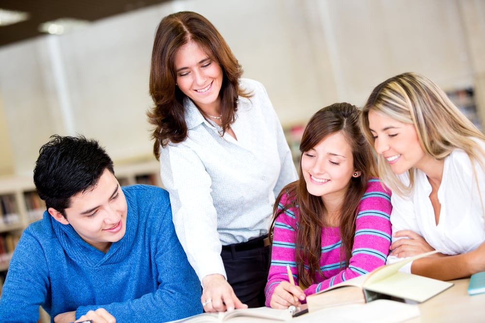 Group of students with an advisor at the university